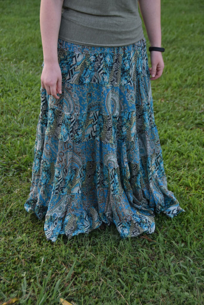 Tiered Skirt and Green Shirt